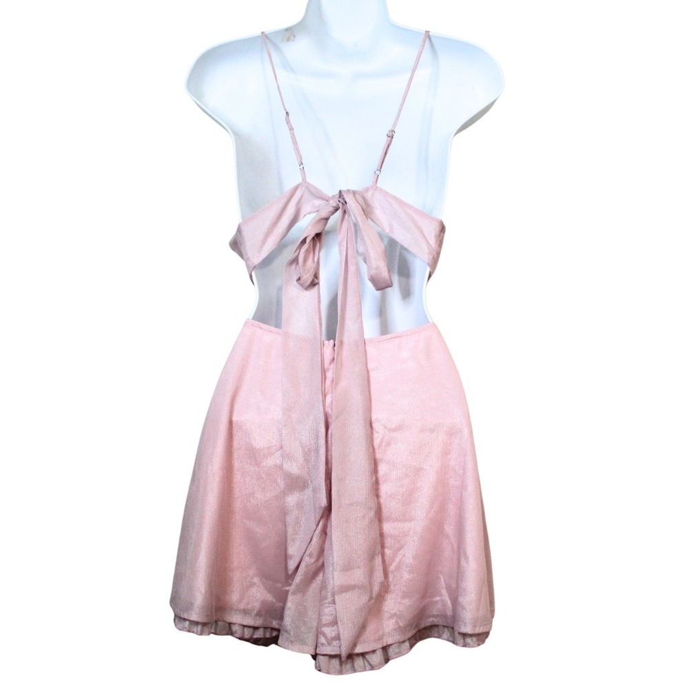 Lucy in the Sky women's pink chiffon cutout romper size M flowy mini summer - Picture 3 of 11